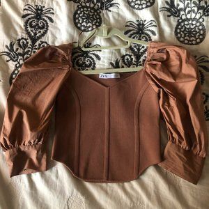 Zara puff-sleeved corset top